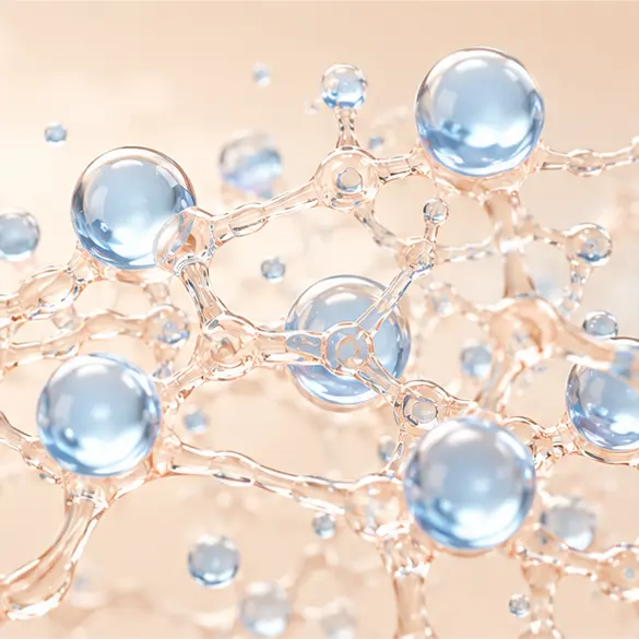 수분을 보유하는 Hyaluronic Acid 분자 이미지